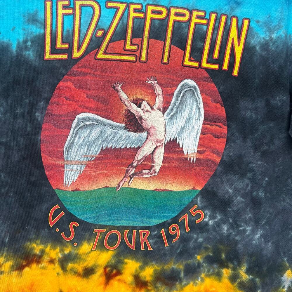Led Zeppelin Tie Dye T-Shirt US Tour 1975 Graphic Tee Size M Boho Hippie *Flaw - Picture 3 of 10